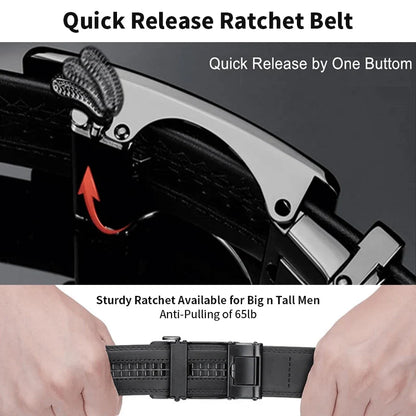 Men’s Black Leather Belt, Genuine Leather Adjustable Buckle, Business and Casual Dress Belt, Stylish Waist Belt