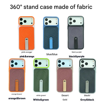High Quality Tech Woven Magnetic Phone Cases For IPhone17 16 15 14 13 12 Pro Max Air Plus For Magsafe 360°Rotating Bracket Cover