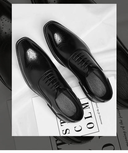 Solid Color New Dress Shoes for Men Lace Designer Fashion Wedding Derby Shoes Male Spring Autumn Business Casual Shoe Man
