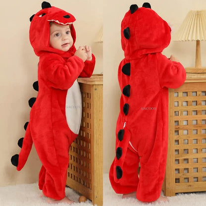 Cute Monkey Tiger Dinosaur Cosplay Costumes Boys Girls Toddler Animal Jumpsuit Baby Rompers Infant Clothes Pyjamas Kids Kigurumi