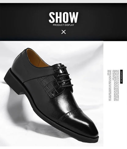 Men's Big Size 39-48 Black Leather Cap-Toe Oxford Shoes New Formal Business Dress Shoes Male Spring Autumn Wedding Shoe for Man