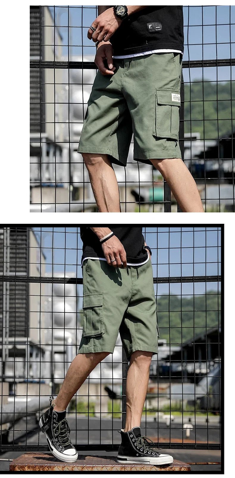 Plus Size Shorts Casual Summer Elastic Waist Cargo Short Men Streetwear Y2k Camouflage Fashion Bermuda Male Side Pocket Breeches