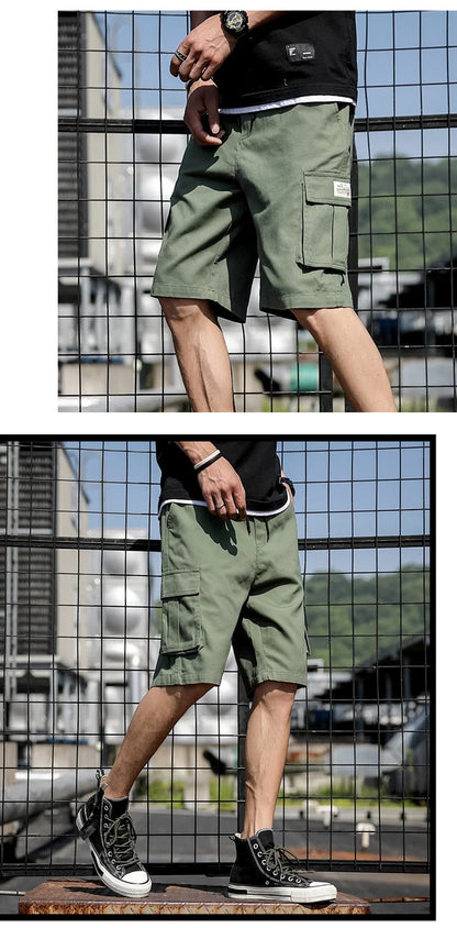 Plus Size Shorts Casual Summer Elastic Waist Cargo Short Men Streetwear Y2k Camouflage Fashion Bermuda Male Side Pocket Breeches