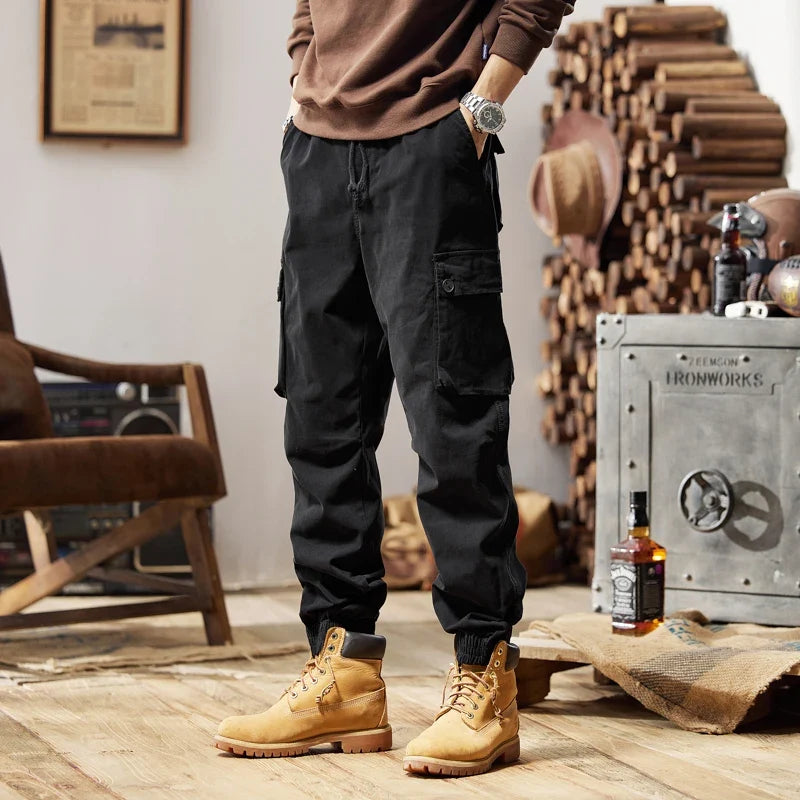 Joggers Cargo Pants Mens Casual Hip Hop Multi-Pocket Male Trousers Sweatpants Streetwear Techwear Tactical Khaki Pants BLW9106