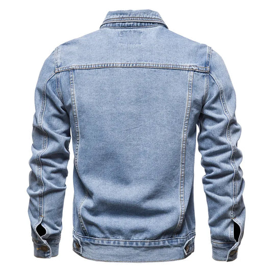 2025 Autumn Men Solid Denim Jackets Fashion Motorcycle Vintage Jeans Jackets Hommes Slim Fit Cotton Casual Black Blue Coats