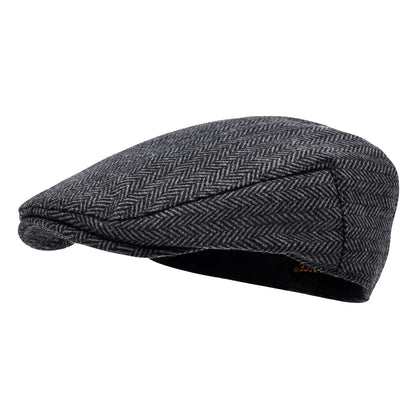 Men's Herringbone Flat Ivy Newsboy Hat Wool Blend Gatsby Cabbie Cap