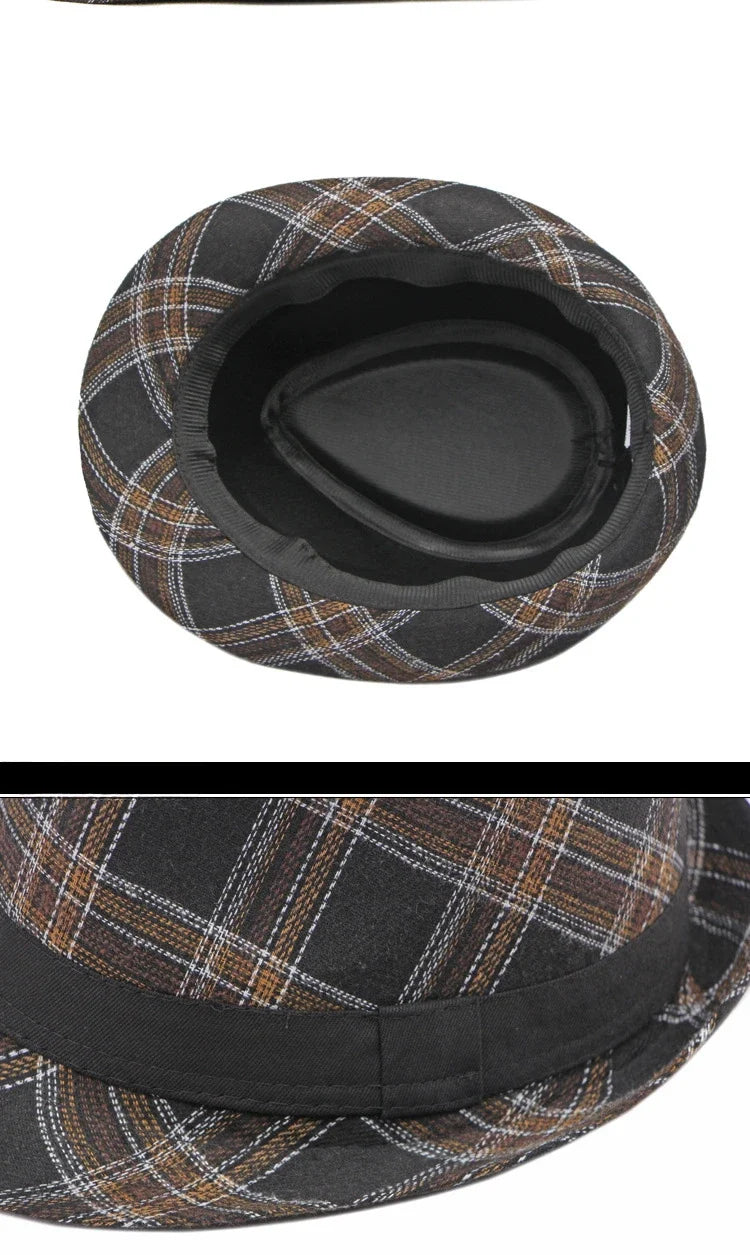 European and American Style Patterned Top Hat for Men  Sun Protection  Hat  Spring and Summer New Plaid Jazz Hat for Women
