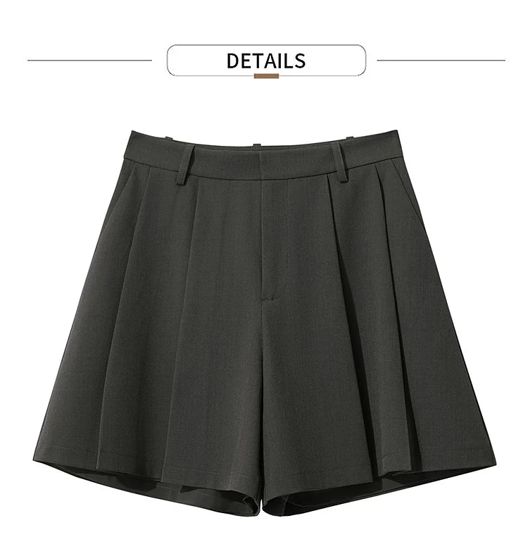 Minimalist Casual Shorts For Women 2025 Autumn Preppy Style Loose Black Shorts Office Lady Luxury Shorts Daily 12523085