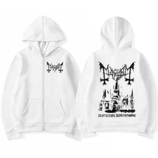 Mayhem De Mysteriis Dom Sathanas Album Zipper Hoodies Death Metal Gothic Zip Up Hoodie Men Women Oversized Fleece Hoody Jacket