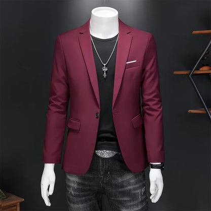 15 Color Fashion Mens Suit Jacket High Quality Slim Fit Solid Color Casual Business Mens Blazers Formal Office Wedding Suit Tops