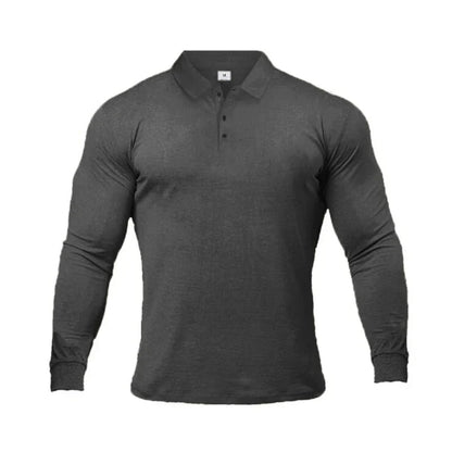 New Fashion Autumn Sports Polo Shirt Mens Stretch Cotton Gym Clothing Spring Casual Long Sleeve Polos Male Breathable T Shirt