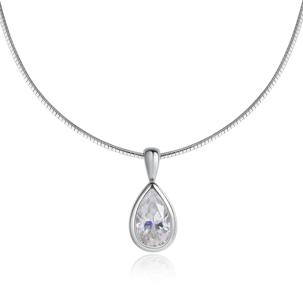 3ct Pear Cut Moissanite Pendant Necklaces for Women Wedding Solitaire s925 Sterling Silver 1.5mm Choker Chain Necklace