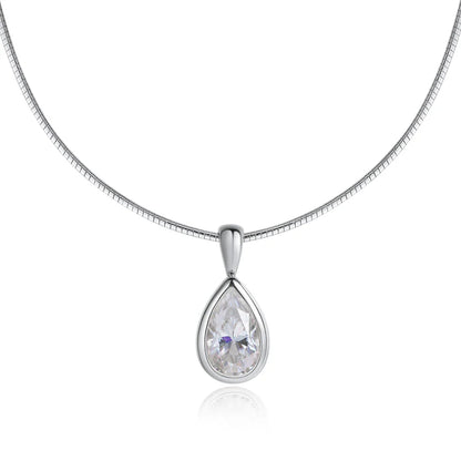 3ct Pear Cut Moissanite Pendant Necklaces for Women Wedding Solitaire s925 Sterling Silver 1.5mm Choker Chain Necklace