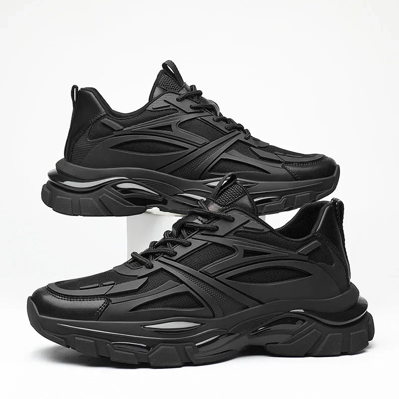 Four Seasons Thick and height-increasing sports shoes, men's genuine leather mesh casual men's shoes, trendy shoes