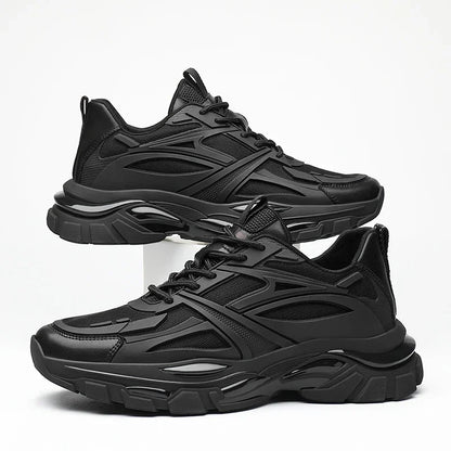 Four Seasons Thick and height-increasing sports shoes, men's genuine leather mesh casual men's shoes, trendy shoes