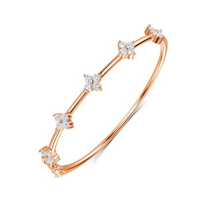 Certified 2.5mm Round Flower Moissanite Bangle for Women Original Pure 925 Sterling Silver Bracelet Luxury Female Jewelry