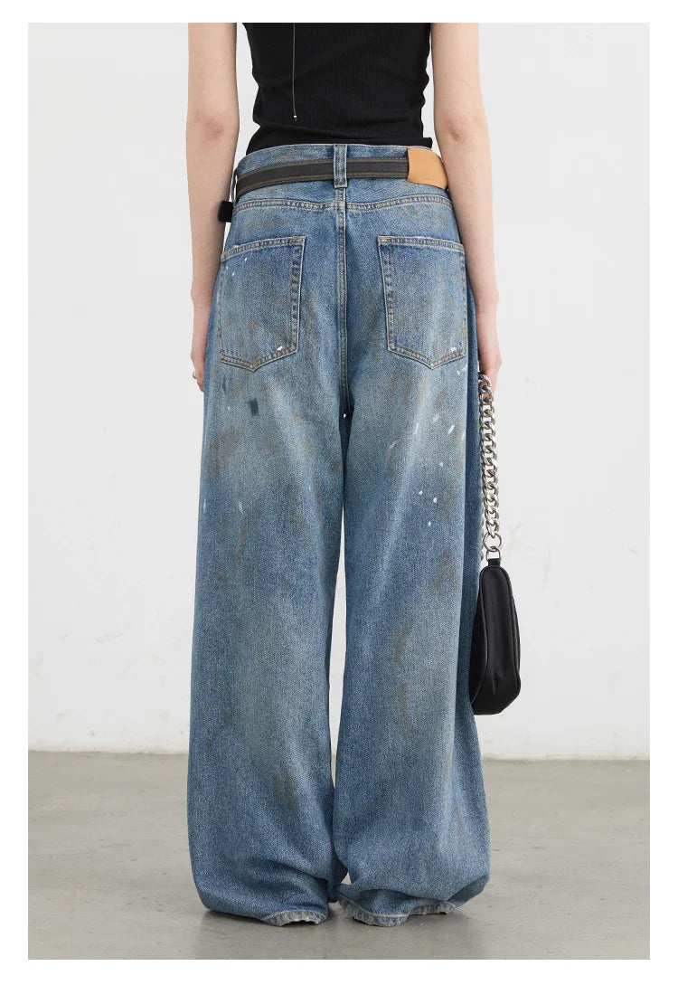 Women Jeans Loose Casual New Retro High Waisted Straight Leg Wide Leg Denim Pants Female Trousers Summer 2025