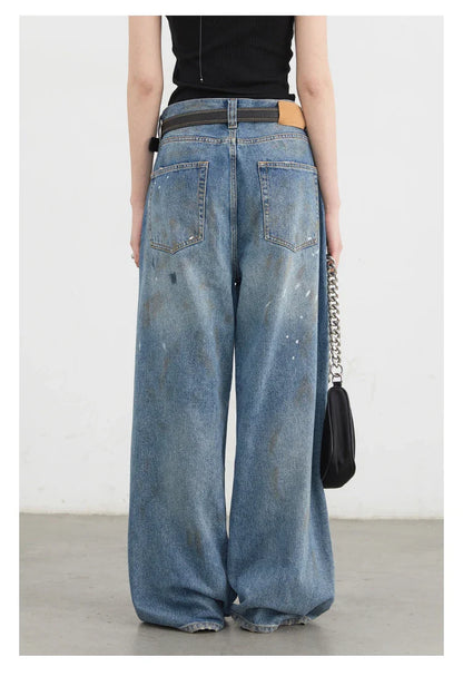 Women Jeans Loose Casual New Retro High Waisted Straight Leg Wide Leg Denim Pants Female Trousers Summer 2025
