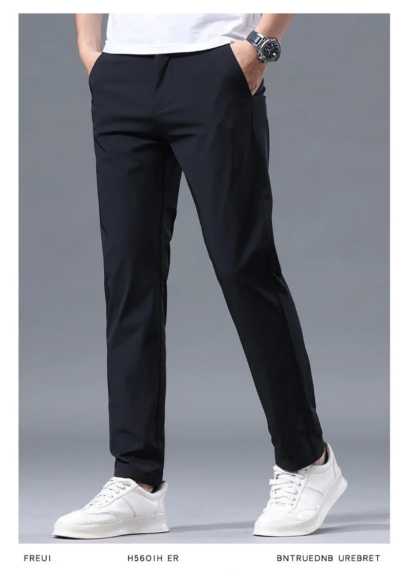 Summer New Stretch Soft Suit Pants Men Thin Fashion Business Elastic Waist Korean Slim Brand Clothes Casual Formal Trousers Male