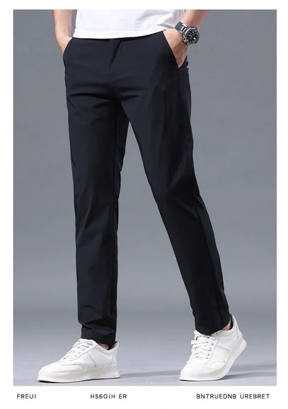 Summer New Stretch Soft Suit Pants Men Thin Fashion Business Elastic Waist Korean Slim Brand Clothes Casual Formal Trousers Male