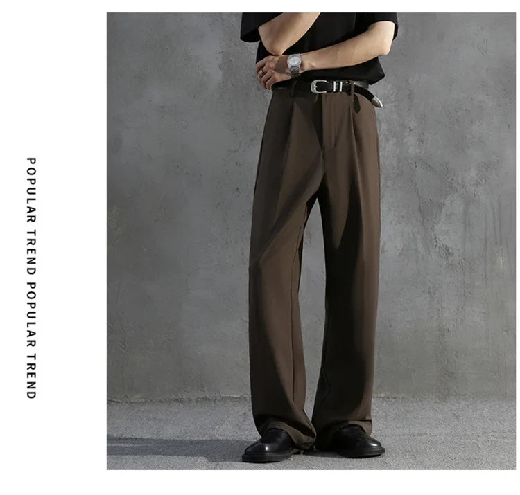White Luxury Draped Suit Pants Men Fashion Dress Pants Korean Loose Straight Casual Pants Mens Office Formal Trousers Male S-3XL