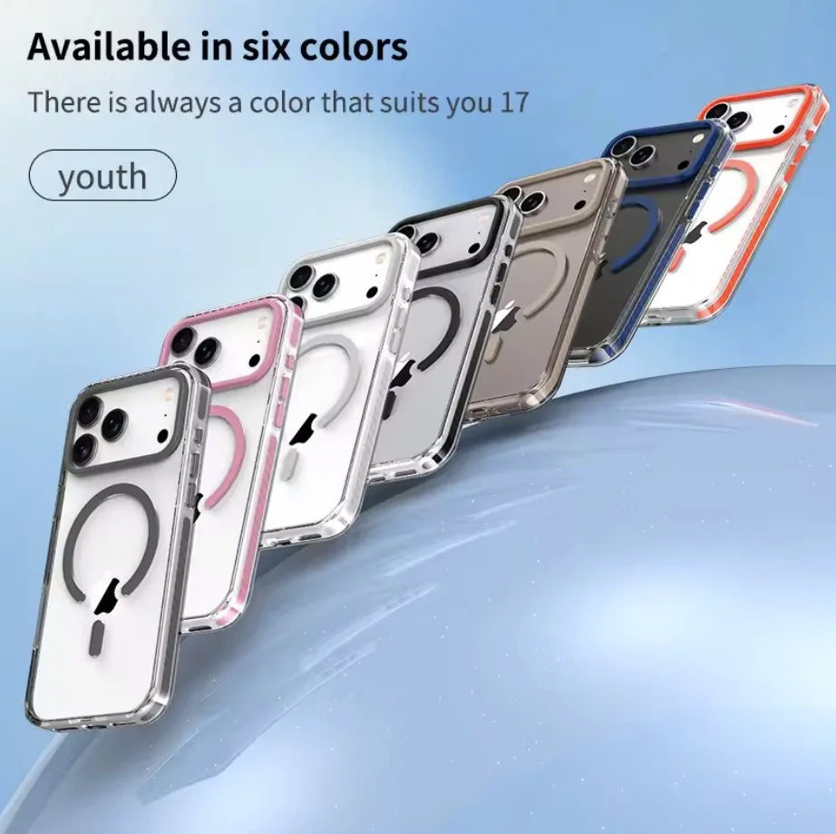 Luxury PE Striped Border HD Phone Case for iPhone 17 Air 16 15 14 Plus 13 12 Pro Max for Magsafe Magnetic Wireless Charge Cover
