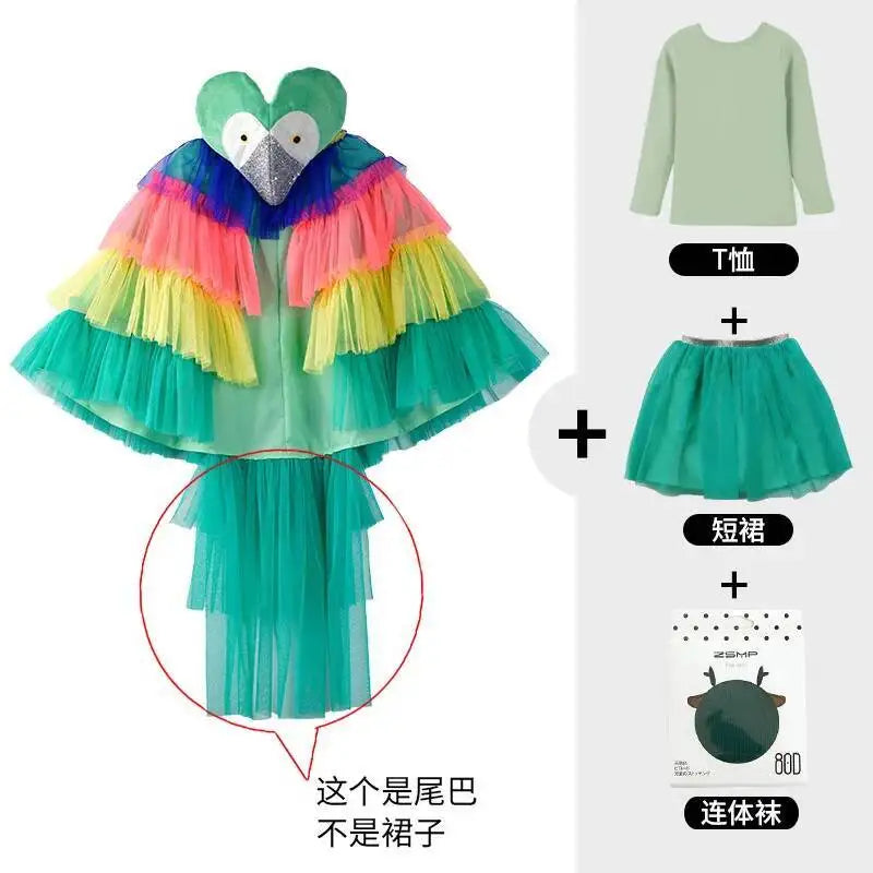 Halloween Children's Costume Cosplay Animal Parrot Performance Costume Kid Cloak Kindergarten Prom Animal Clothing