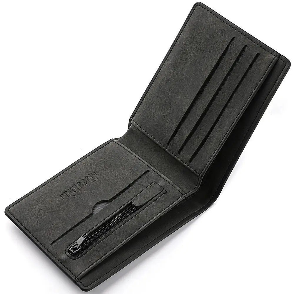 Portefeuille Homme à Plusieurs Fentes Pliant Grande Capacité Porte-Monnaie en Cuir PU Court