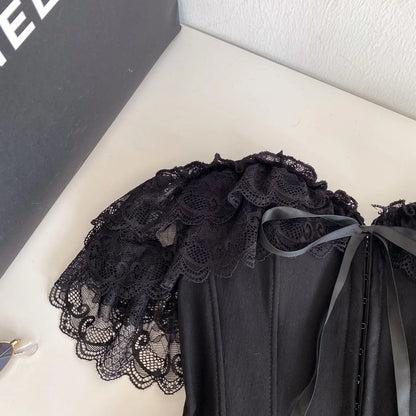Feminine Lace Corset Tops Off Shoulder Lace Up Splice Summer 2026 Tank Top French Style Court Versatile Sensual Camis