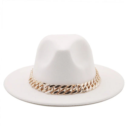 Hat For Women Autumn Winter New Party Jazz Fedora Hats With Fashion Luxury Oversized Chain Accessory Bag Two-piece Set