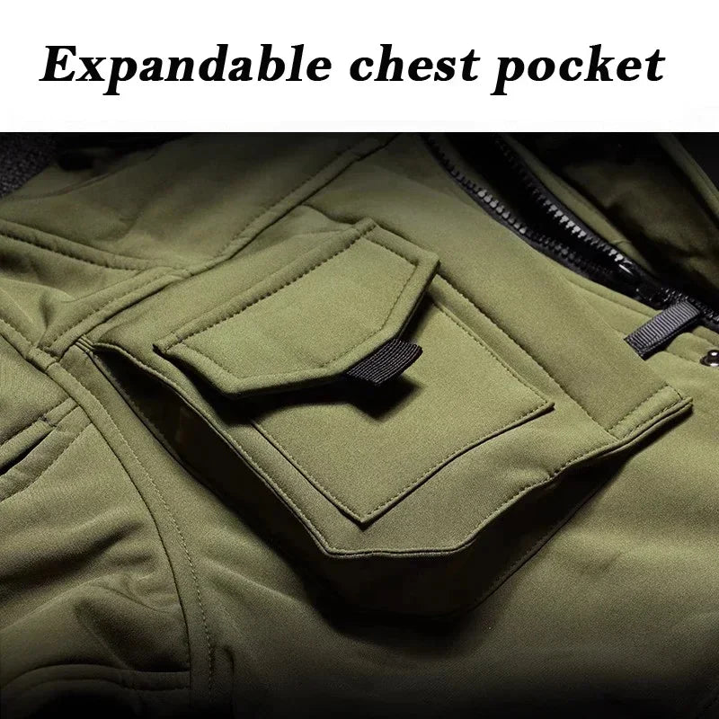 Waterproof Shark Skin Tactical Sets Mens Thicken Fleece New Soft Shell Combat Jackets+windproof Warm Cargo Pant 2 Piece Set