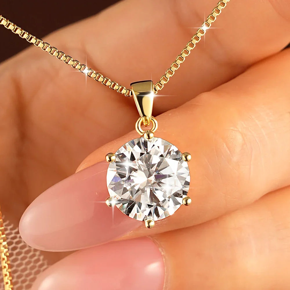 Pass Diamond Test 1.0ct–5ct Moissanite Necklace Sparkling Solitaire Pendant Necklaces for Women Wedding Party Jewelry Gift