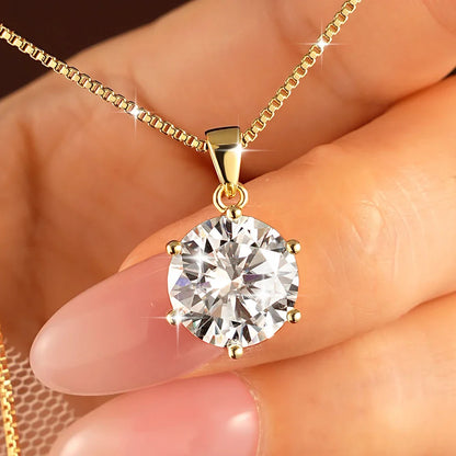 Pass Diamond Test 1.0ct–5ct Moissanite Necklace Sparkling Solitaire Pendant Necklaces for Women Wedding Party Jewelry Gift