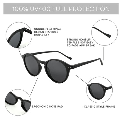 (XL Size)Retro Polarized Sunglasses Men Women Vintage Round Frame Sun Glasses UV400 Goggles Shades