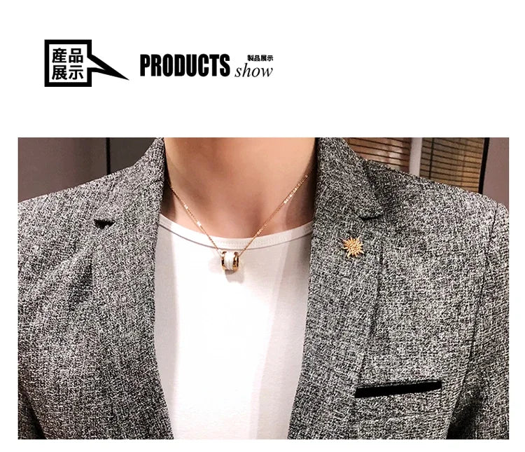 New Boutique Men's Solid Color British Style Fashion Casual Business Job Interview Gentleman Party Best Man Dress Suit