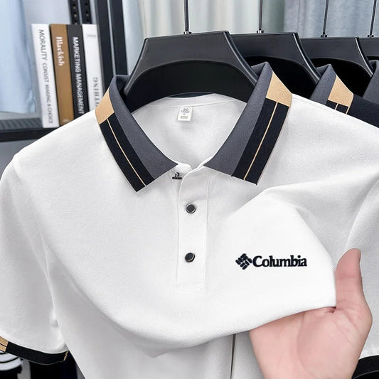 Original Design Men's Lapel Short Sleeve Polo Shirt Summer New Letter Print T-Shirt Casual Fashion Business Trend Men's Clothing