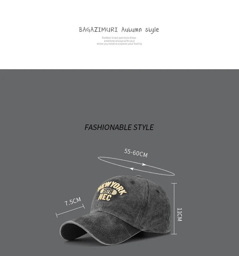 Baseball Cap Korean Washed Cotton Soft Top Hat Four Seasons Men's And Women's Embroidered American Letter Cap