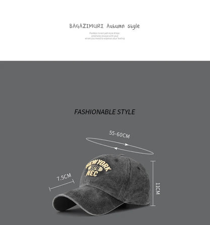 Baseball Cap Korean Washed Cotton Soft Top Hat Four Seasons Men's And Women's Embroidered American Letter Cap
