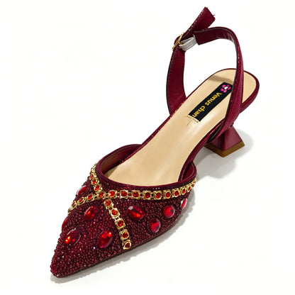 Ladies High Quality Women's Pumps purple Gold Shoes and Bag Set DURABLE OUTSOLE Italian Fashion Design For Nigeria Wedding