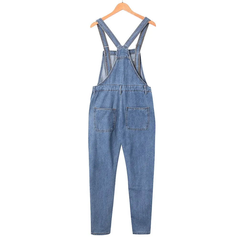 Men Pocket Jeans Overall Jumpsuit Streetwear Overall Suspender Pants Baggy Denim Harajuku Loose Pant Breathable Long Trousers