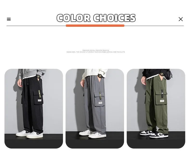 2026 Cargo Pants Men Straight Fit Wide Leg Fleece Lined Trouser Male Winter Fashion Loose Baggy Large Plus Size Warm Streetwear