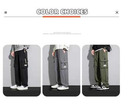 2026 Cargo Pants Men Straight Fit Wide Leg Fleece Lined Trouser Male Winter Fashion Loose Baggy Large Plus Size Warm Streetwear