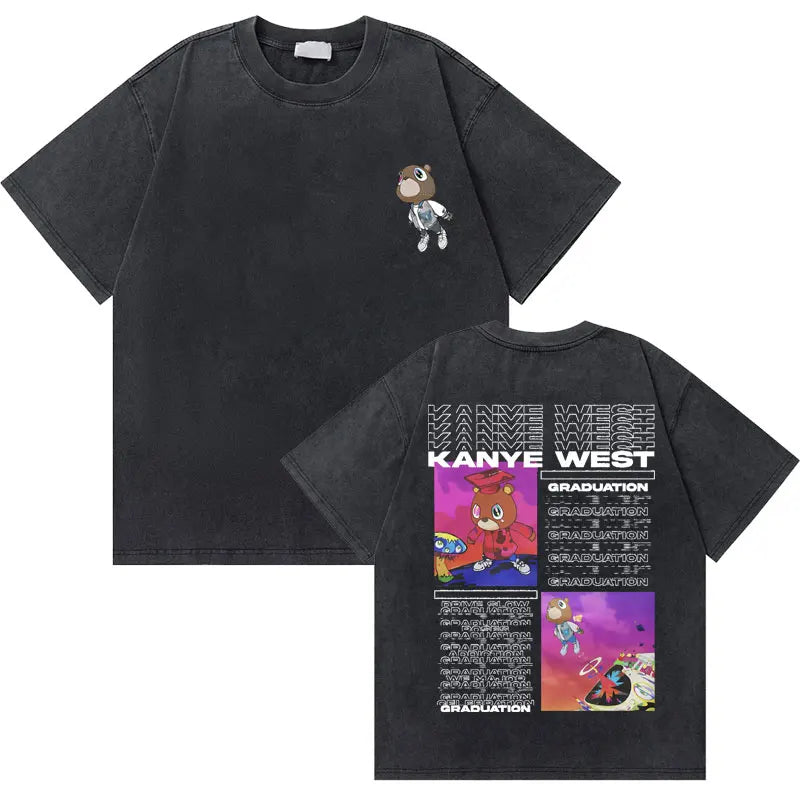 Washed Vintage Rapper Kanye West Graphic T-shirts THE LIFE OF PABLO Cover Print Tshirt Men Hip Hop Fashion Oversized T Shirts