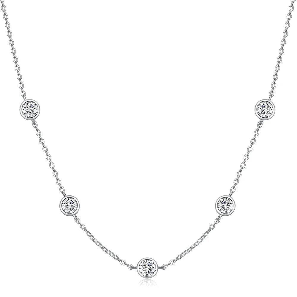 5mm 5 Stones Bubble Moissanite Necklace Certified Original 18k Gold Plated 925 Silver Diamond Choker Chain for Women Jewelry GRA