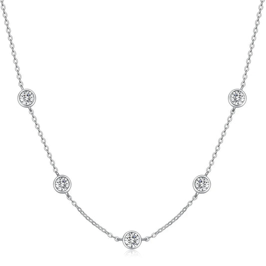 5mm 5 Stones Bubble Moissanite Necklace Certified Original 18k Gold Plated 925 Silver Diamond Choker Chain for Women Jewelry GRA