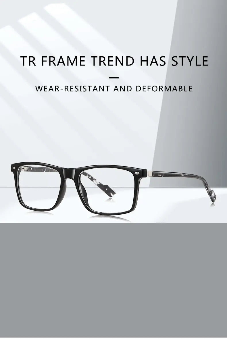 New Fashionable Geometric Square Frame Minimalist Design Men's Anti-Blue Light Glasses Customizable Prescription LS218
