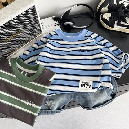 Summer Infant Boys Clothing For Children Casual Striped T-Shirt Shorts 2Pcs/Set Toddler Baby Girl Clothes Costume Kids Tracksuit