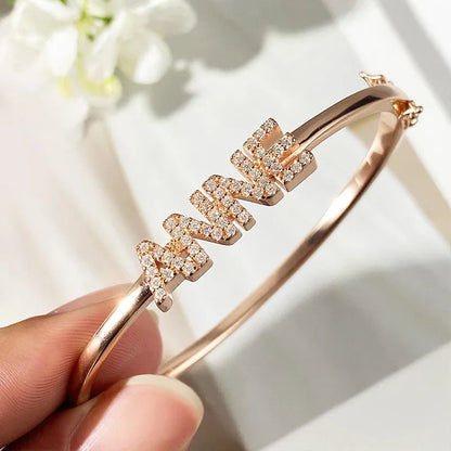 Personalized Name Custom Bracelet Letter Customized products for Women 925 Sterling Silver Jewelry By Shiran Aloni