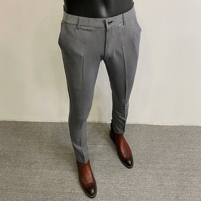 Men Suit Pants Hombre Pantalones 2026 Spring Stretch Slim Formal Trousers for Men Fashion Casual Stripe Dress Pants Men Clothing