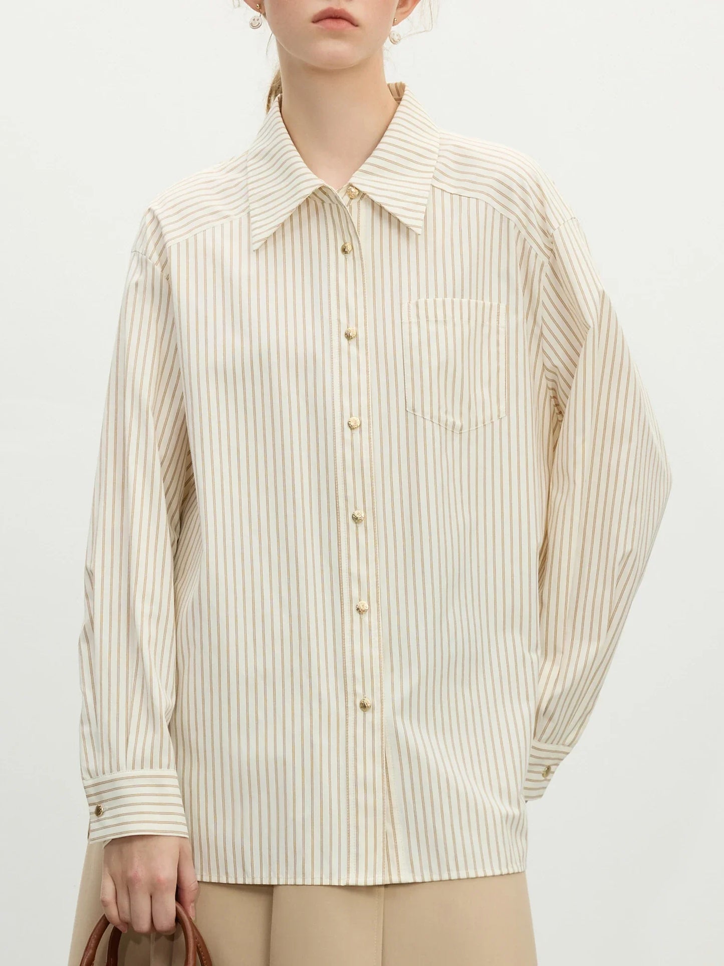 Office Lady French Bow Tie Striped Shirt for Women Spring Loose Fit Shirt College Casual Women Top for Women 25FS11060